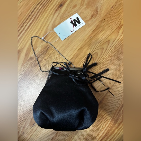Jw Style Handbags - NWT JW Style women’s black satin bow purse 2000s Y2K vintage kisslock prom